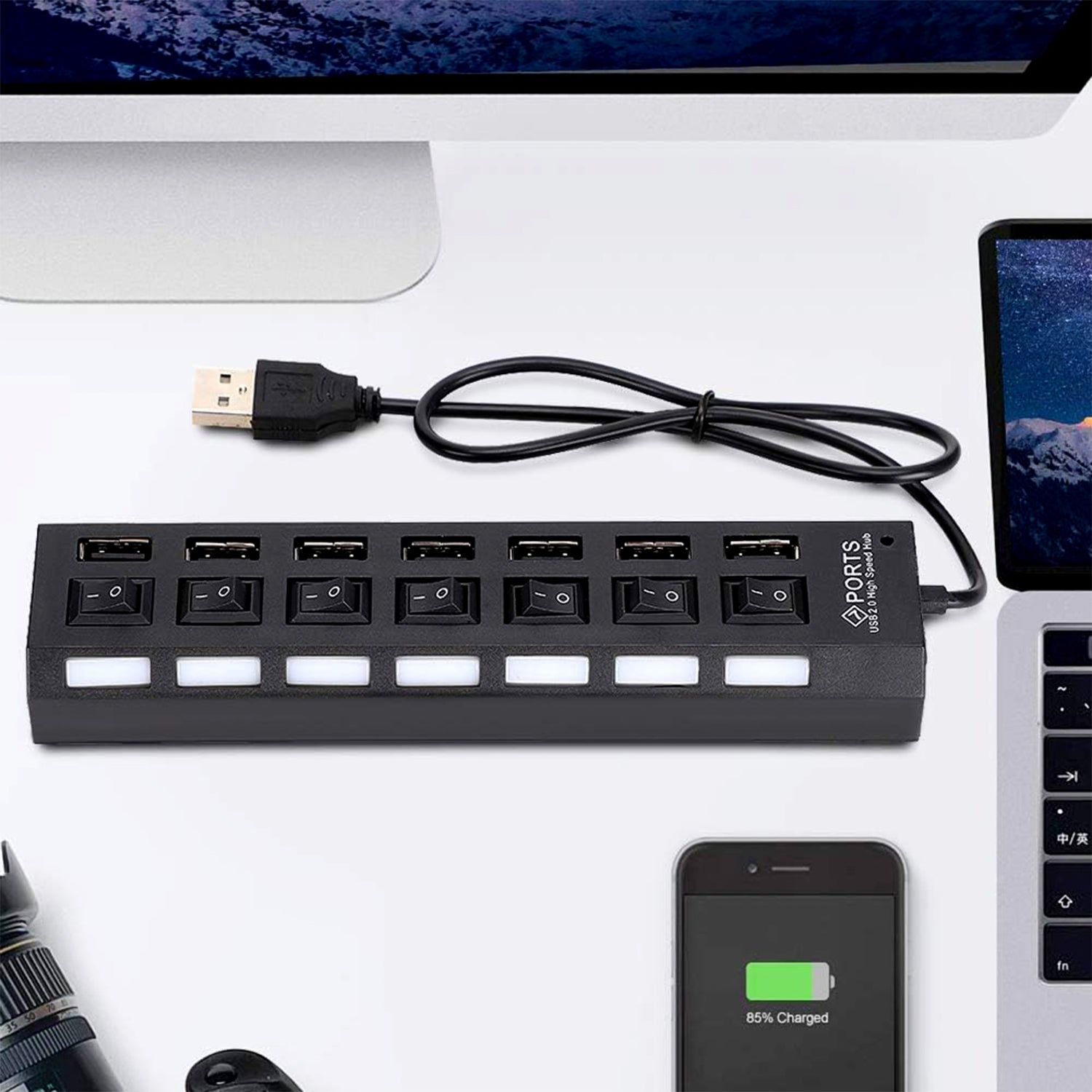 Usb Splitter Multi Port Usb 2.0 Hub 7 Port