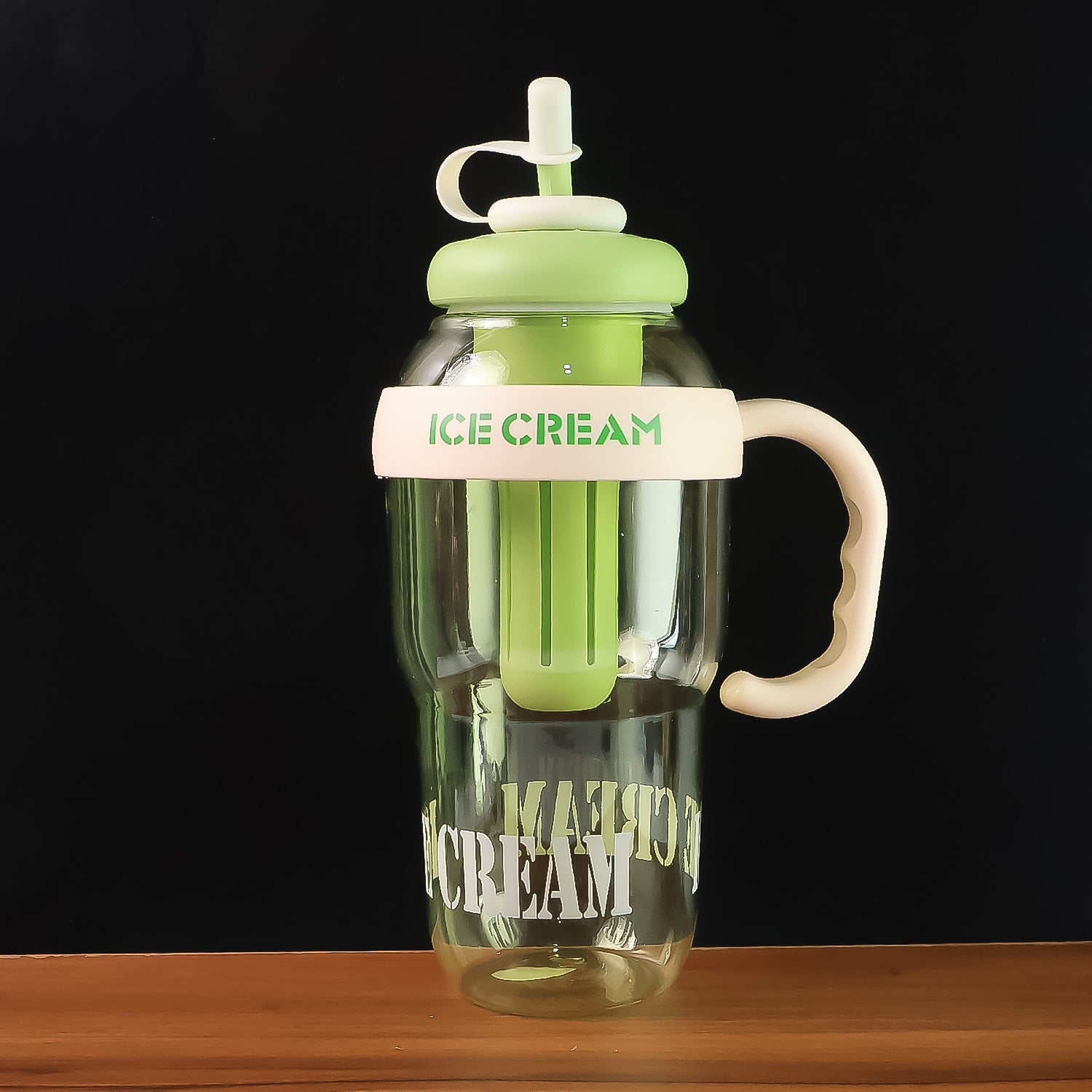 Cute Ice Cream Themed Water Bottle With Handle Straw  Fruit Infuser  Leakproof Sipper