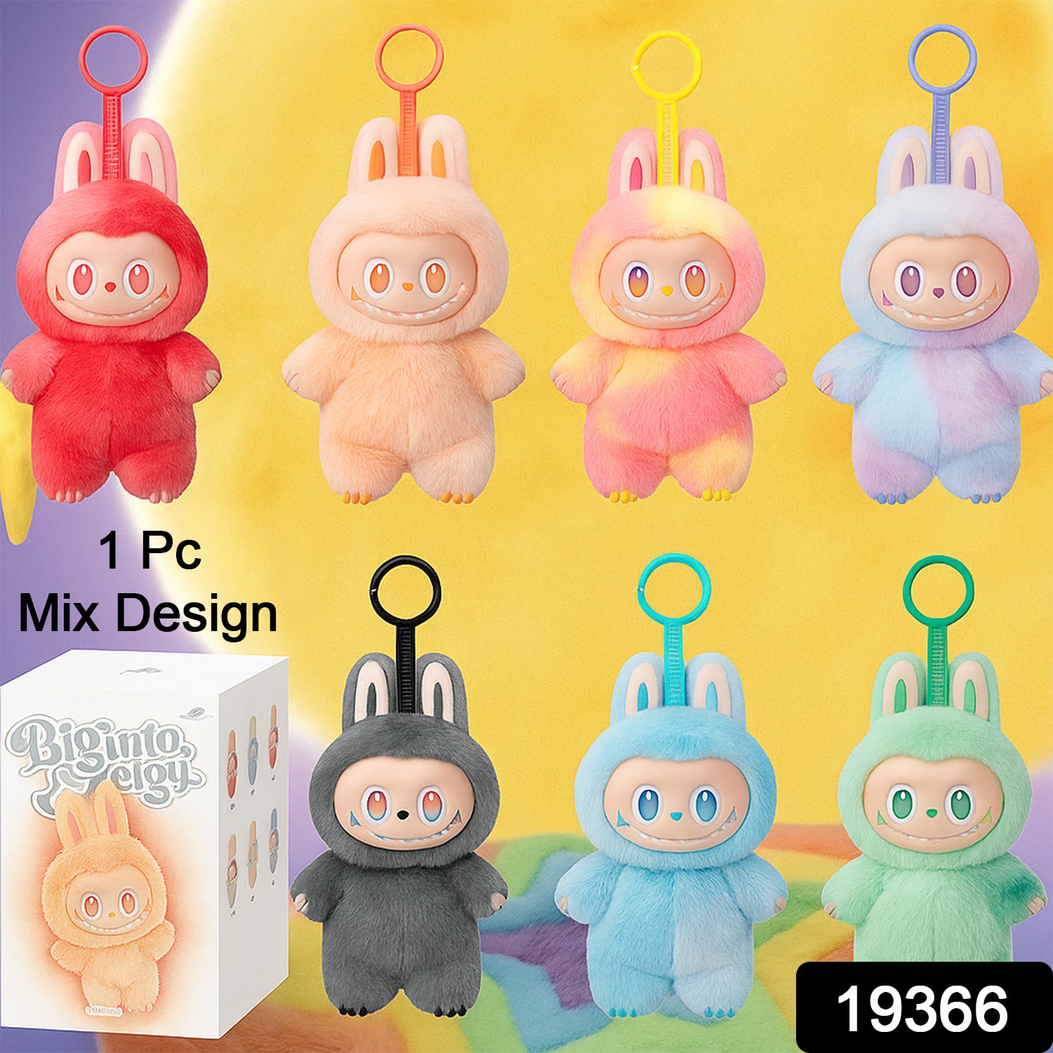Plush Toy Cartoon Keychain With Hook Assorted Colorful Animal Design  1 Pc (Mix Design)