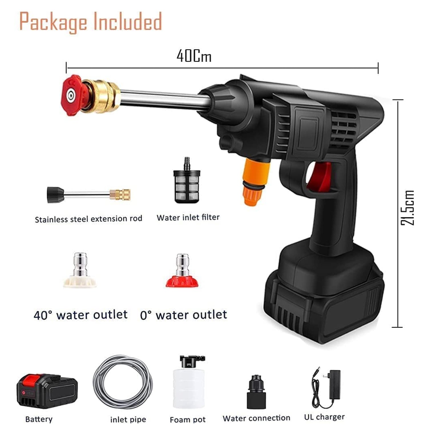 48v Car Washing Kit Portable Pressure Washer Gun (Type 1- Single Battery)