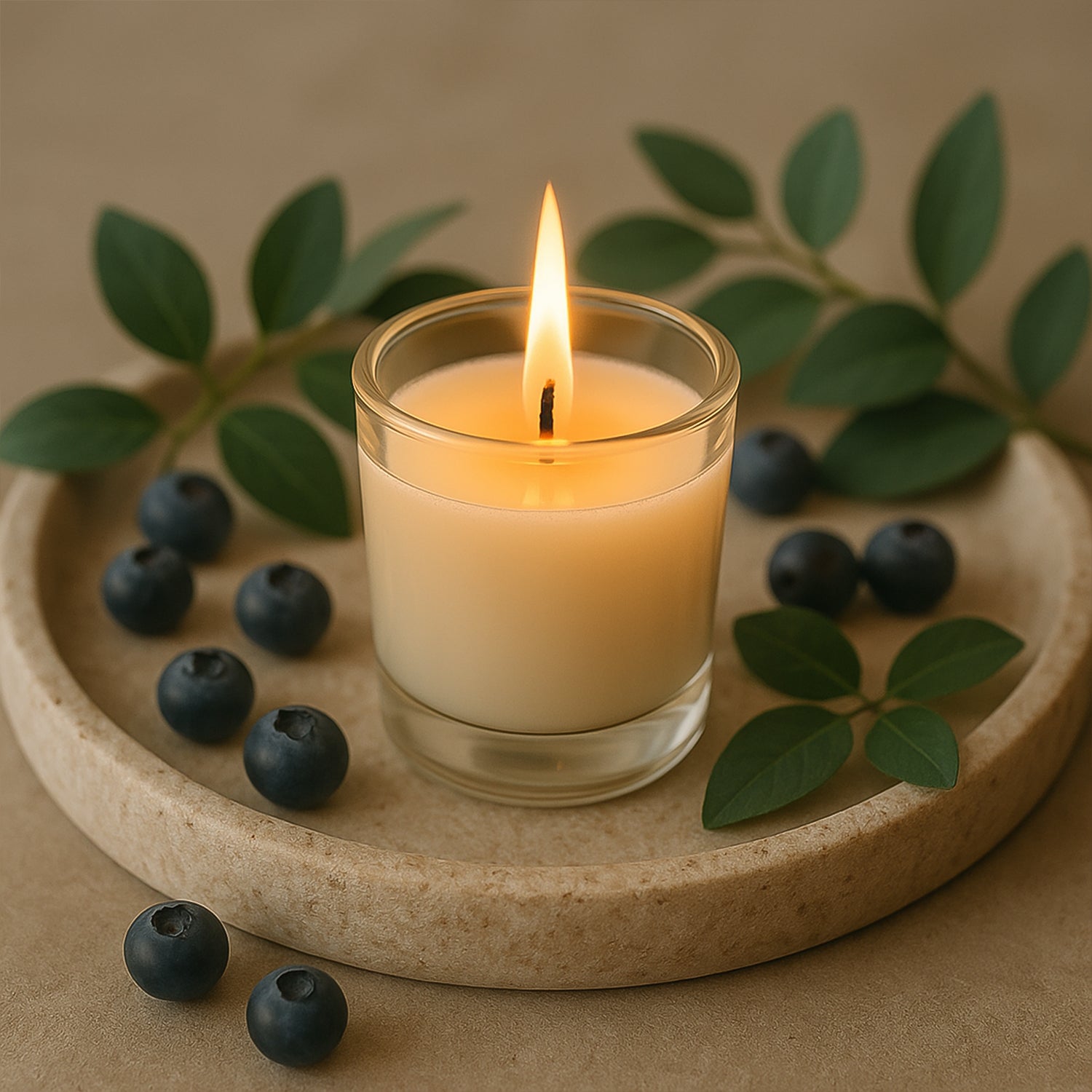 Inlief  Blueberry Soy-blend Votive Candle Glass