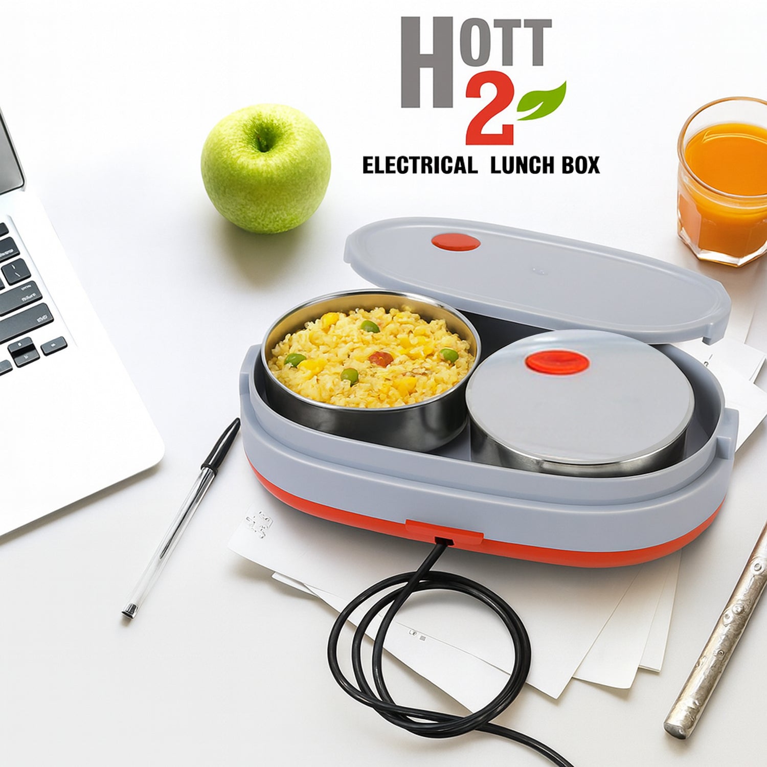 Electric Lunch Box With Dual Stainless Steel Containers Set