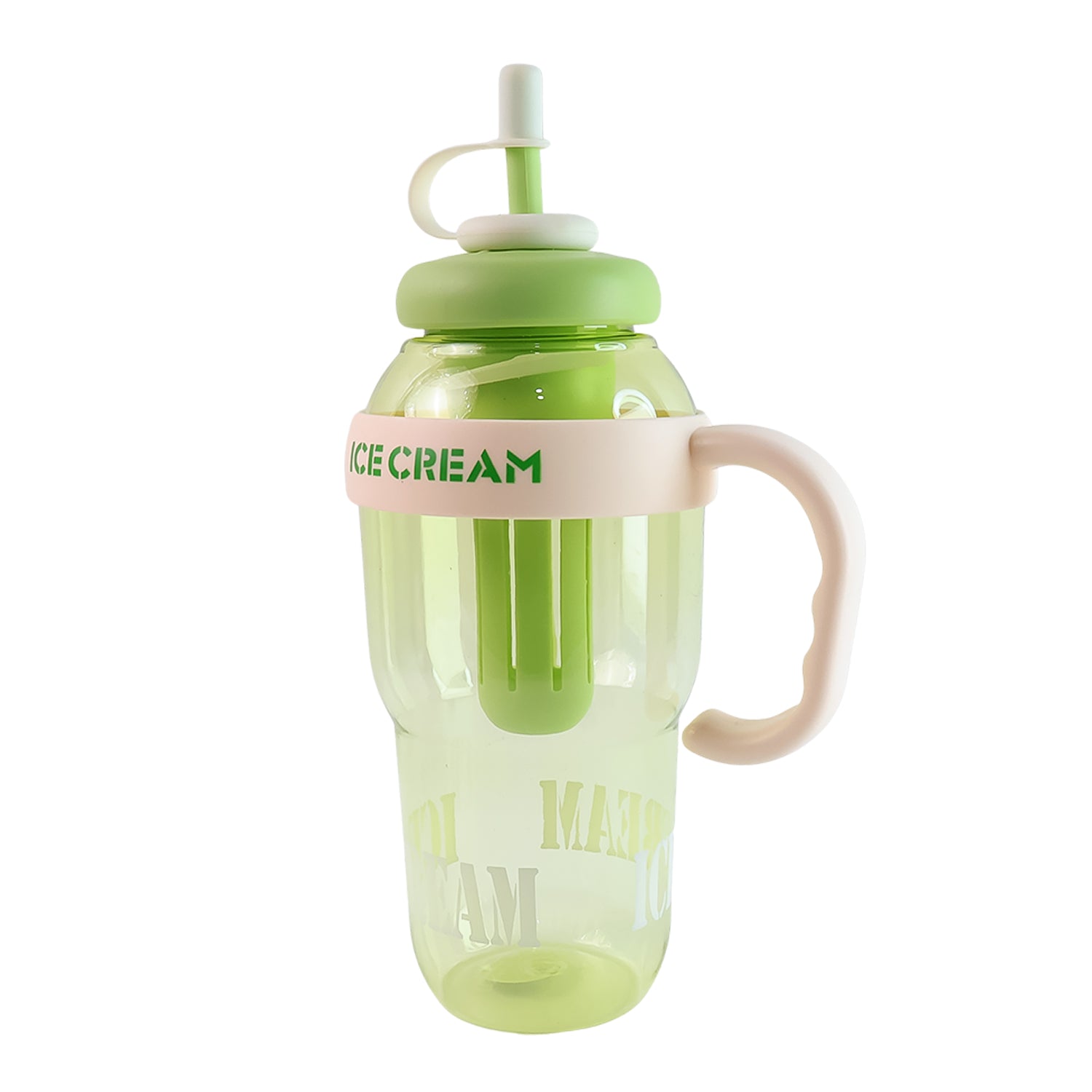 Cute Ice Cream Themed Water Bottle With Handle Straw  Fruit Infuser  Leakproof Sipper