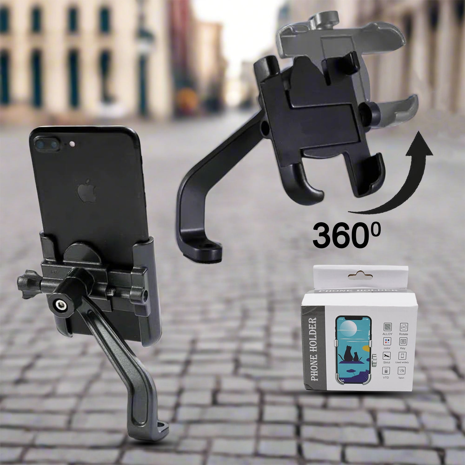 Bike - Scooty 360 Degree Rotating Mobile Holder Stand Full Metal Body
