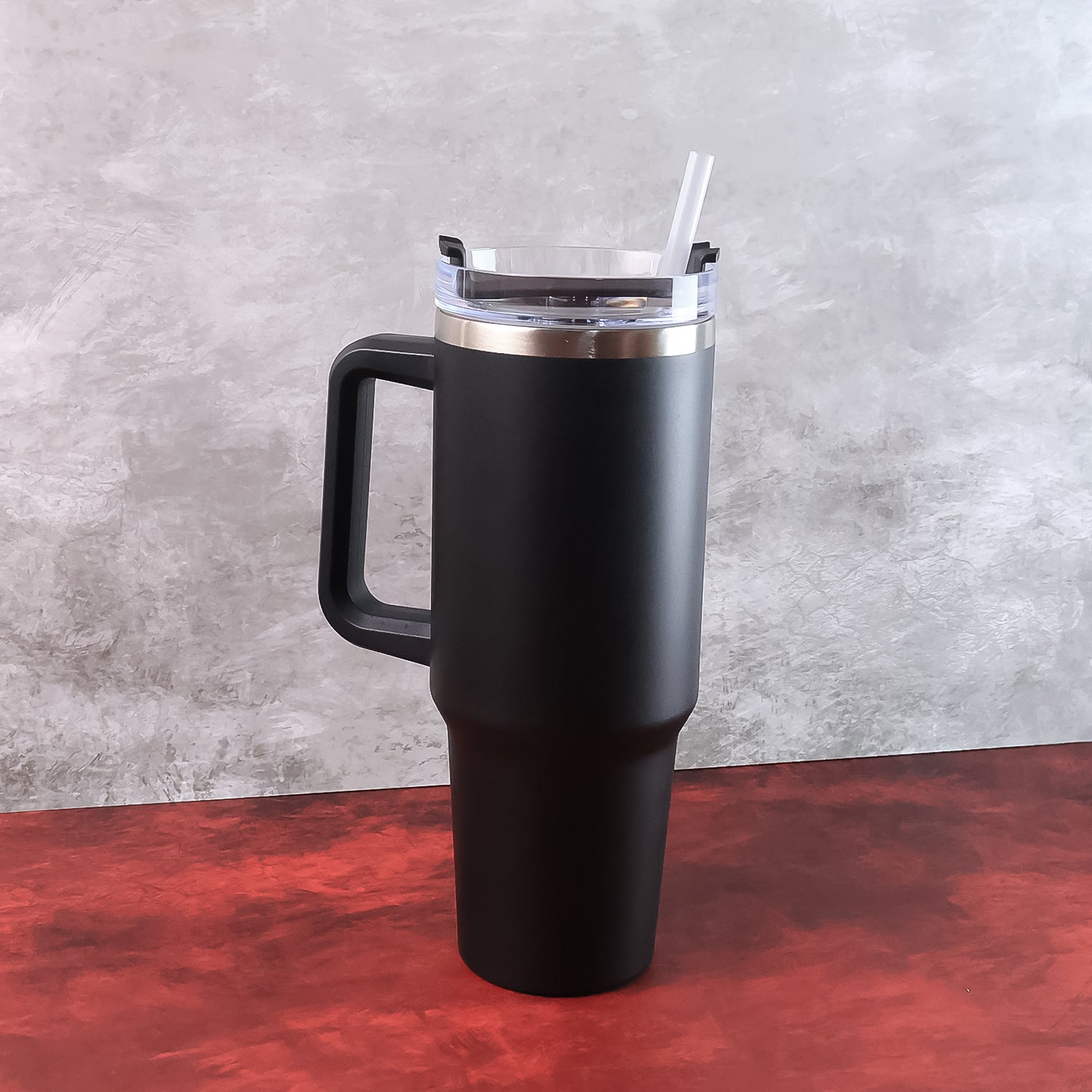 Stainless Steel Vacuum Insulated Travel Mug With Straw And Handle (1200ml  1 Pc)