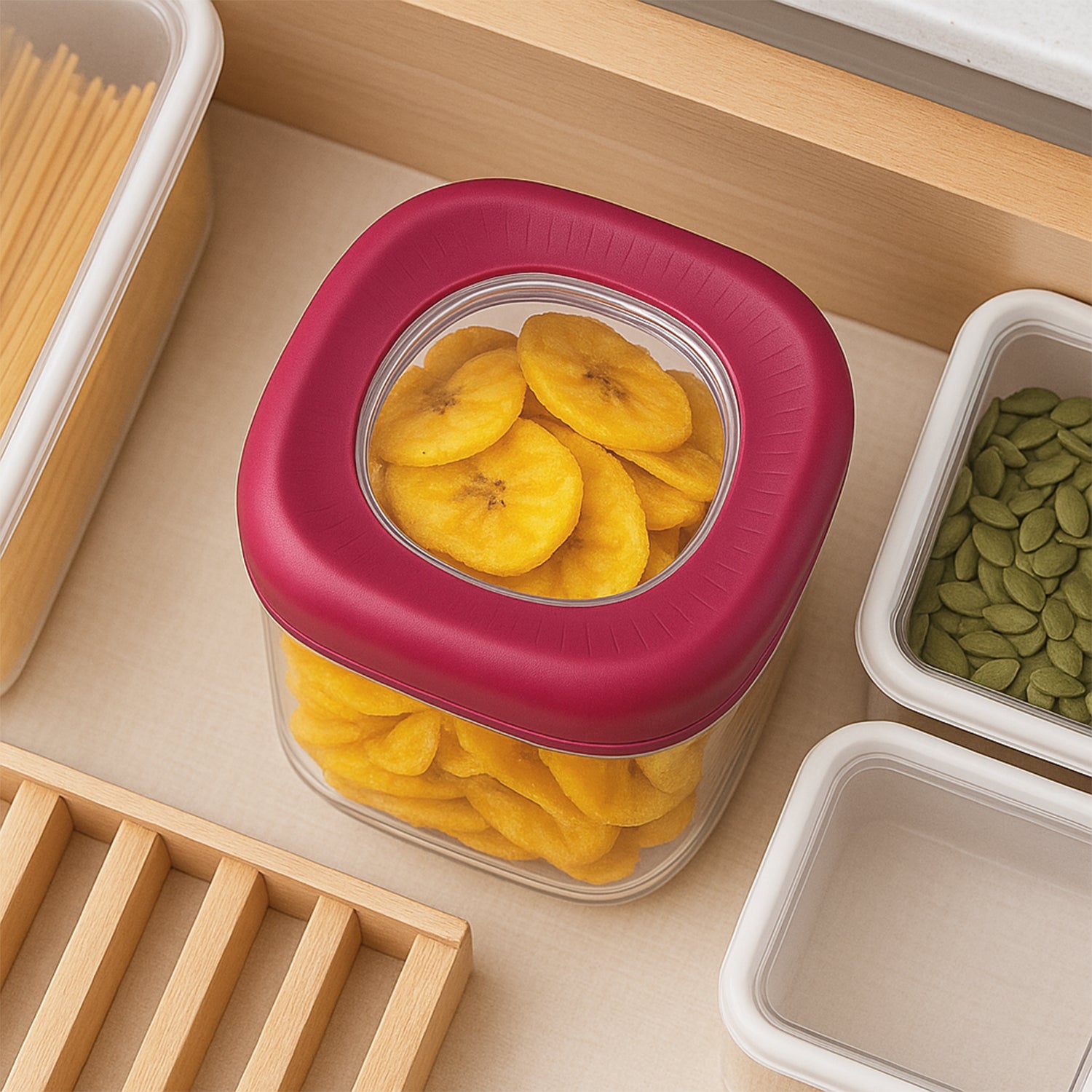 Transparent Twist Lock Kitchen Storage Container Set