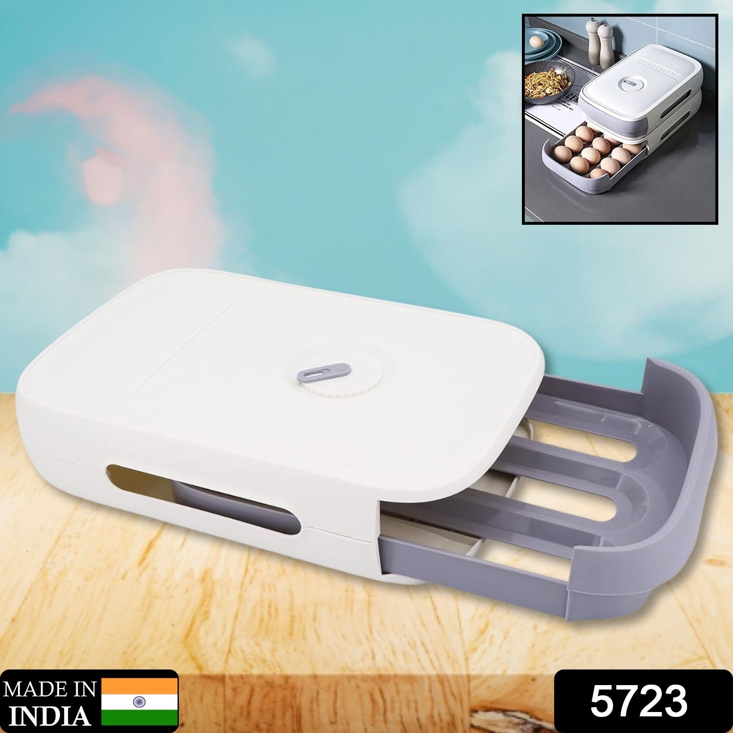 Egg Storage Box Plastic Egg Drawer - Fridge Egg Organizer