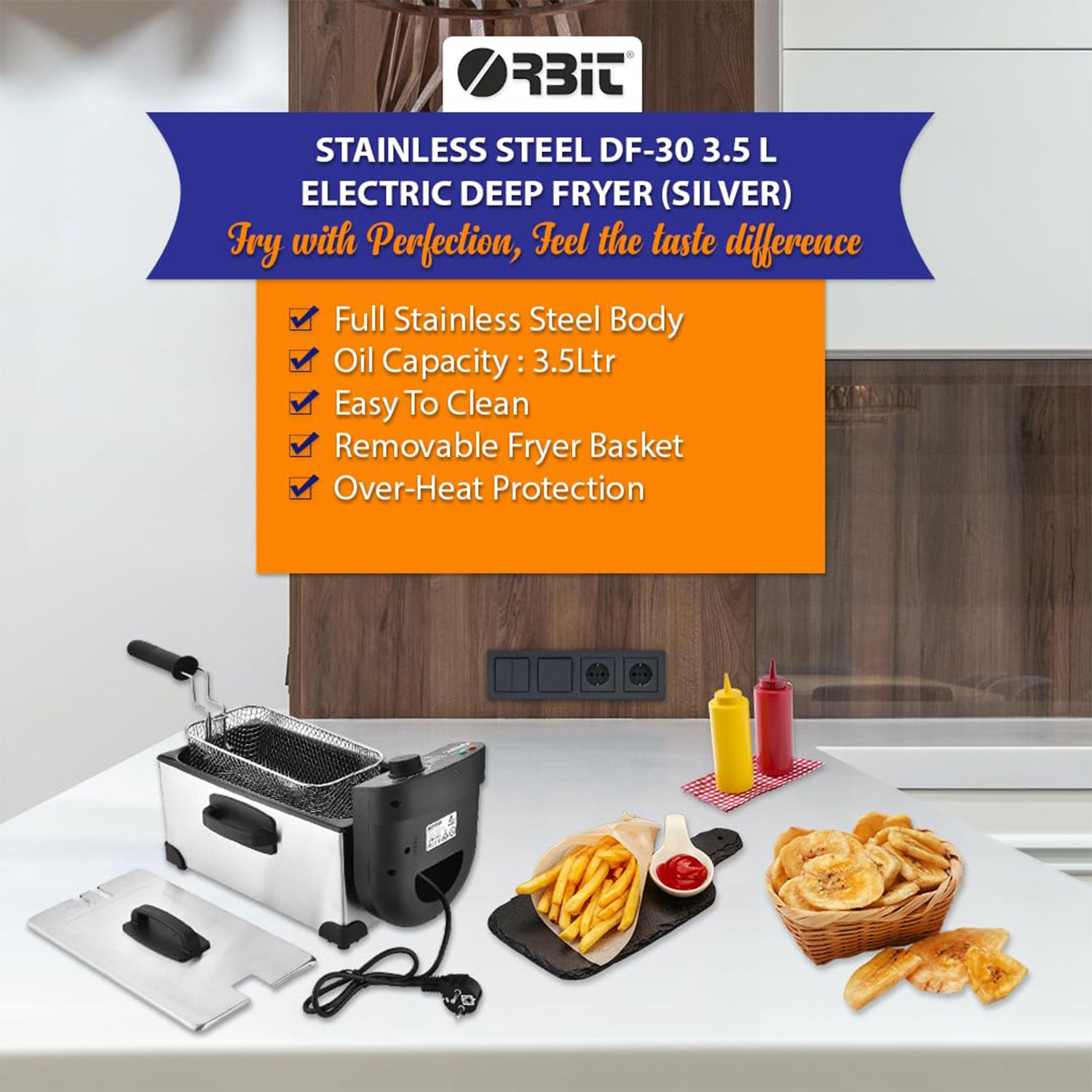 Deep Fryer With Heavy Duty 2000w , 3.5 Litre Oil Capacity