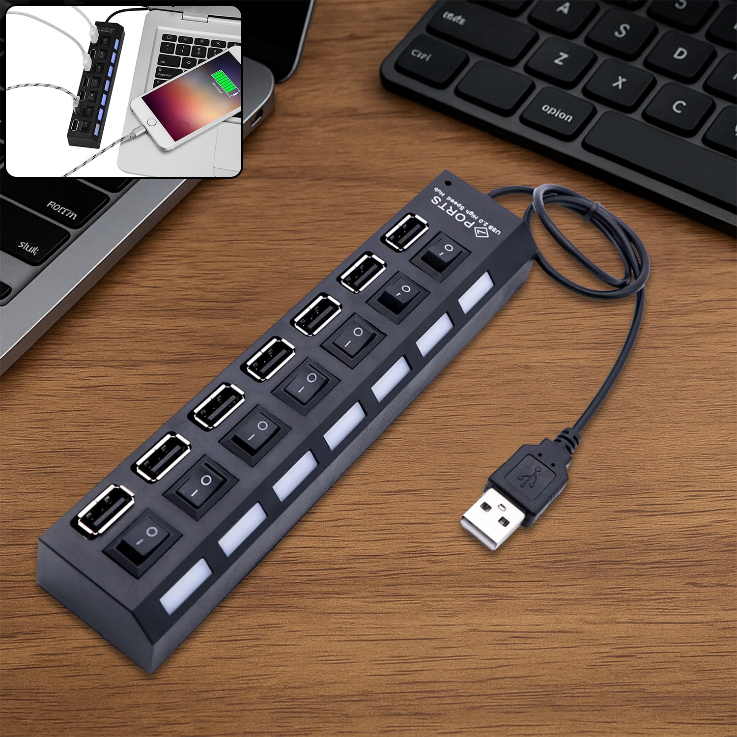 Usb Splitter Multi Port Usb 2.0 Hub 7 Port