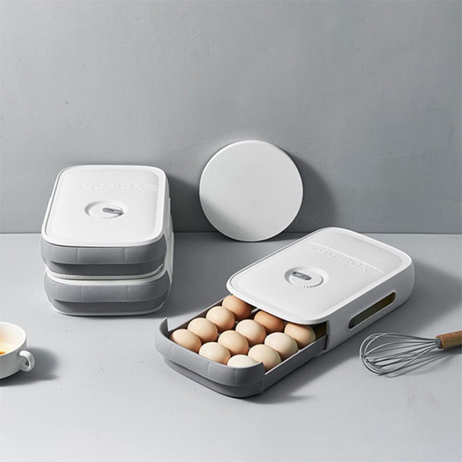 Egg Storage Box Plastic Egg Drawer - Fridge Egg Organizer