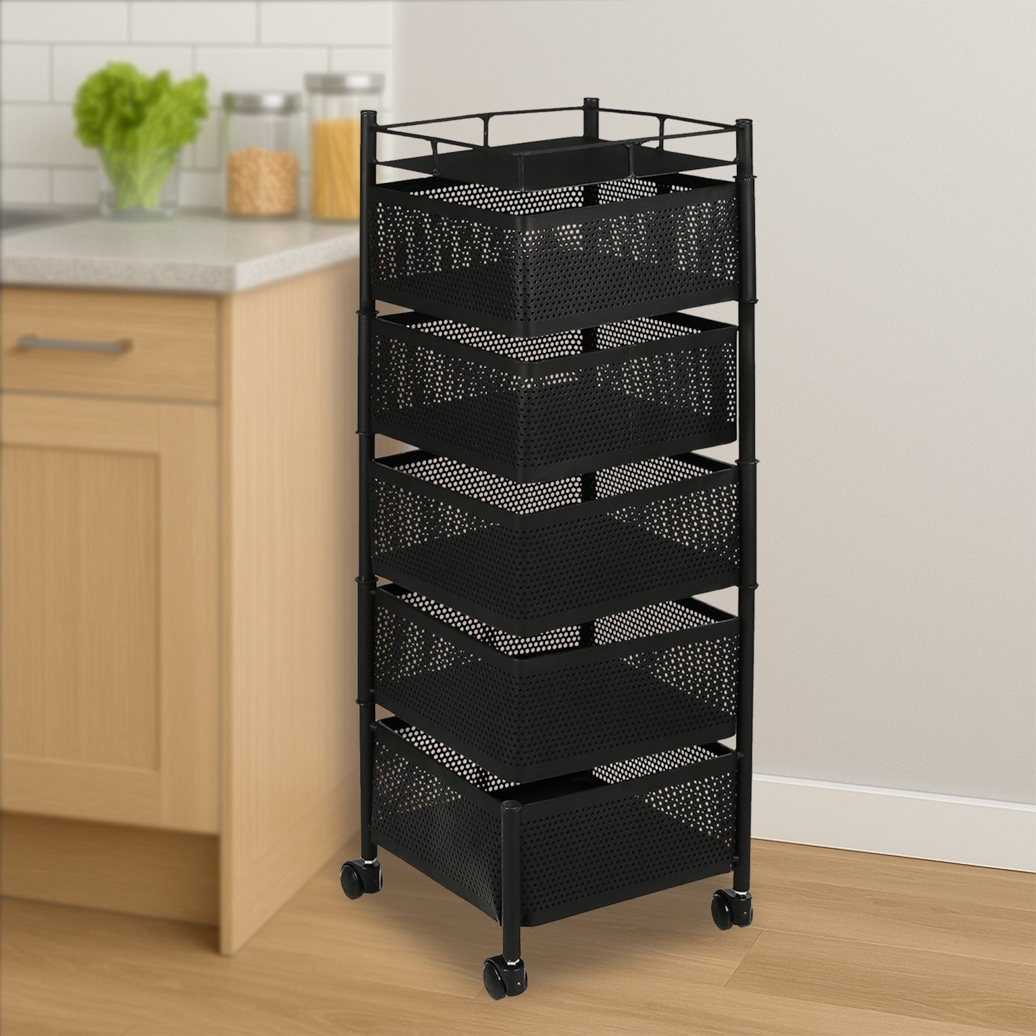 5 Layer Multipurpose Kitchen Storage Trolley With Wheels