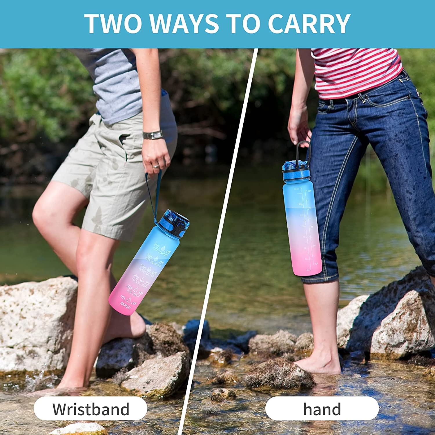 Motivational Water Bottle With Straw