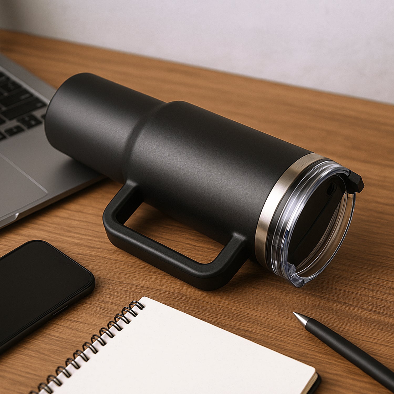 Stainless Steel Vacuum Insulated Travel Mug With Straw And Handle (1200ml  1 Pc)