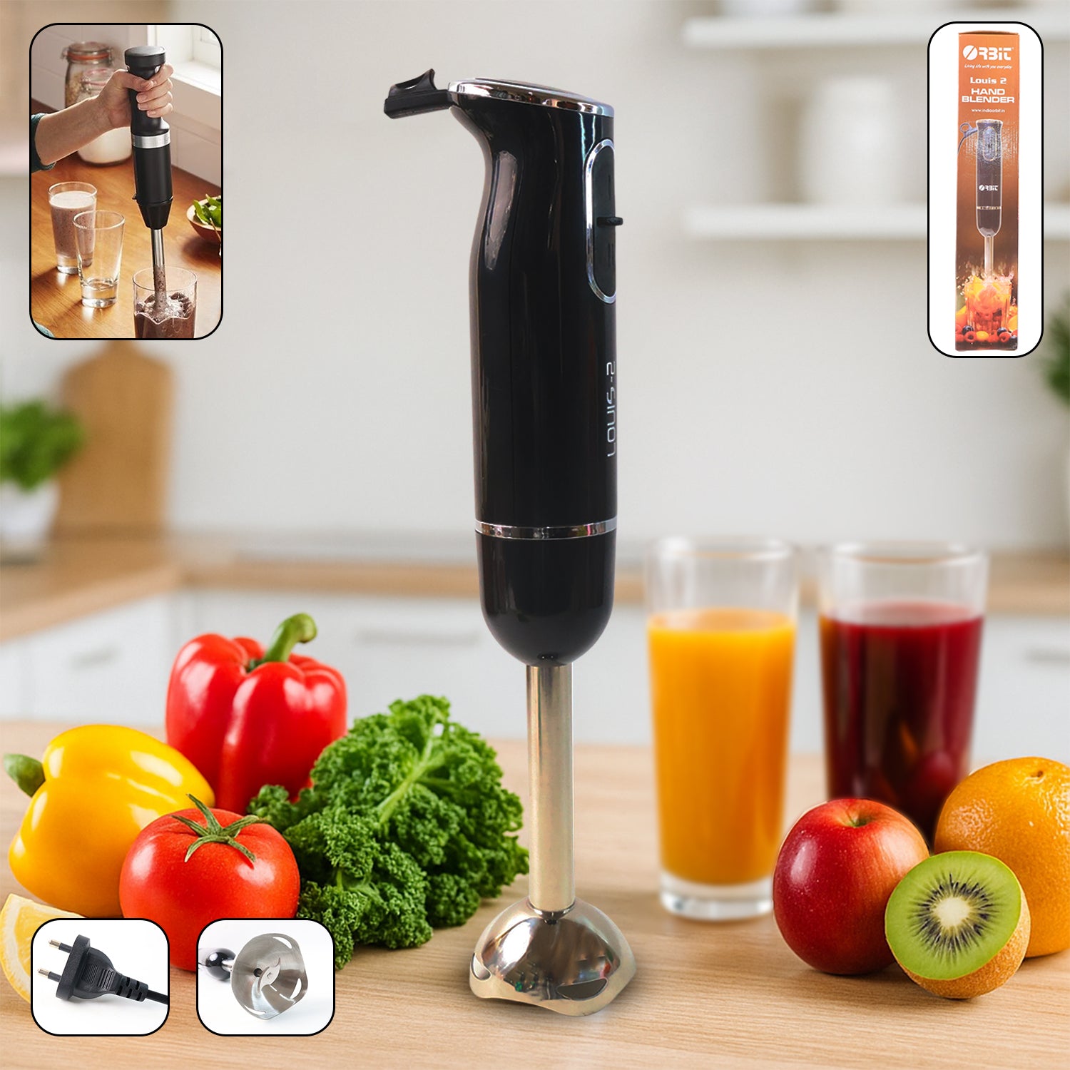 Electric Hand Blender With Stainless Steel Blade
