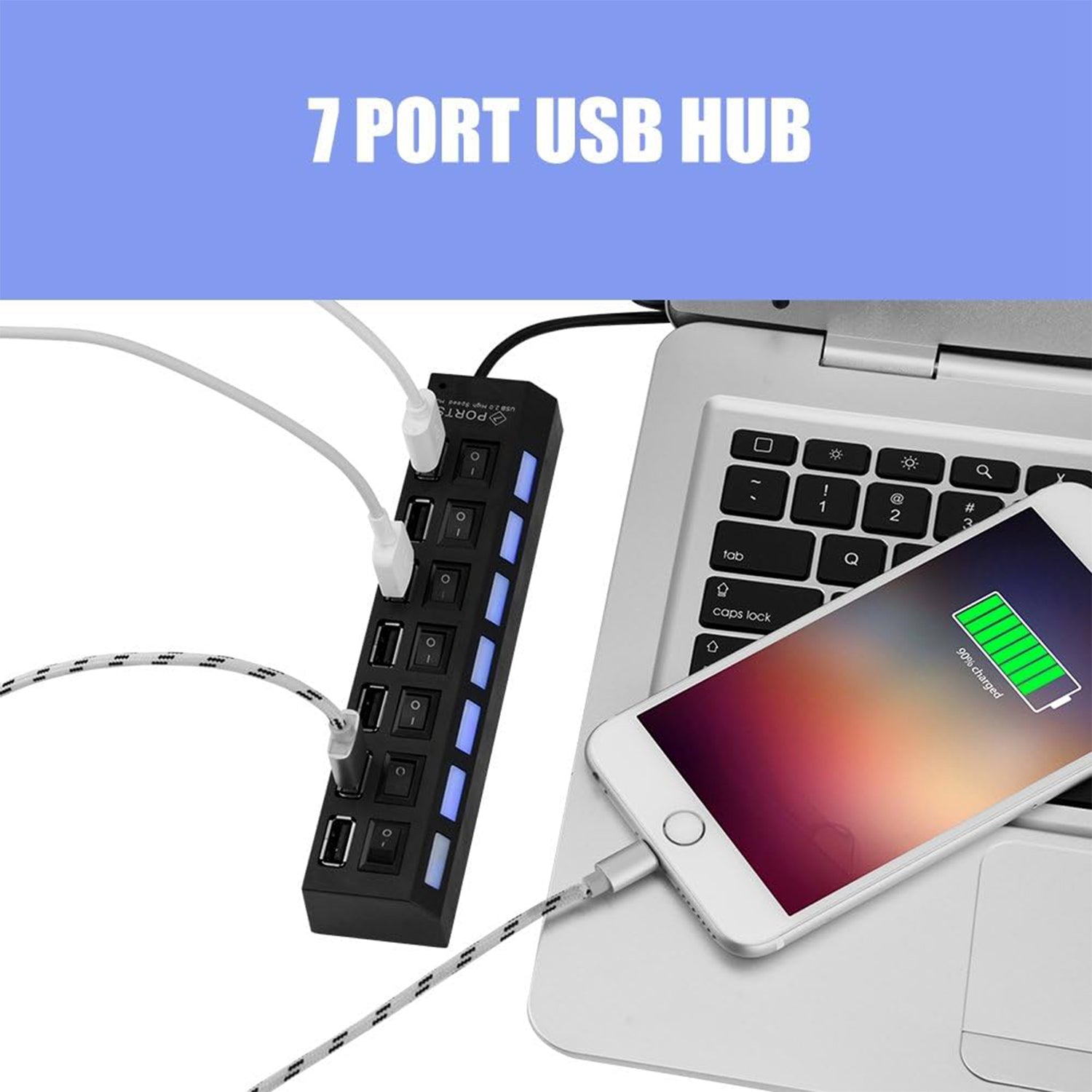 Usb Splitter Multi Port Usb 2.0 Hub 7 Port