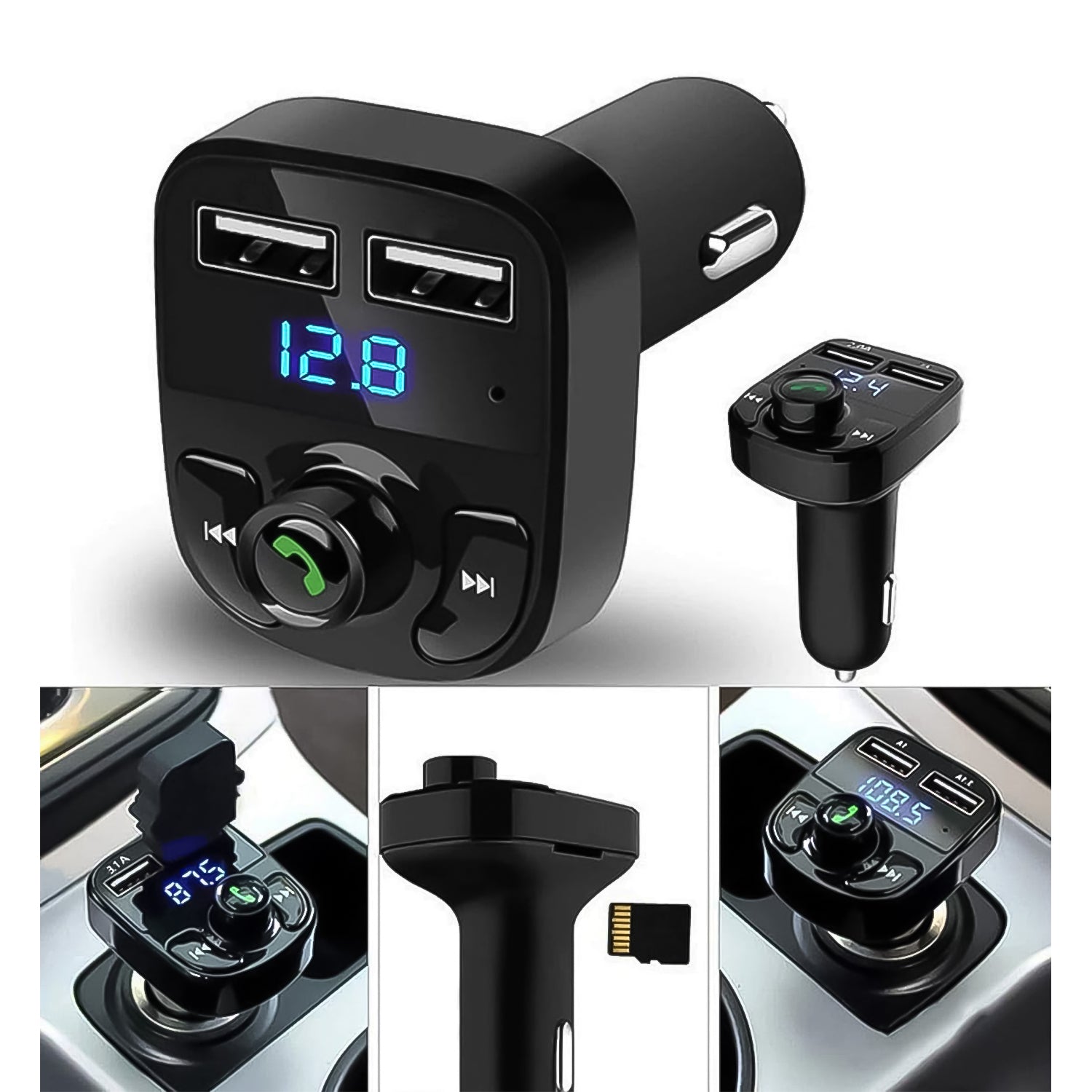 Car Bluetooth Fast Mobile Charger Kit For Hands-free Call Receiver & Music Player