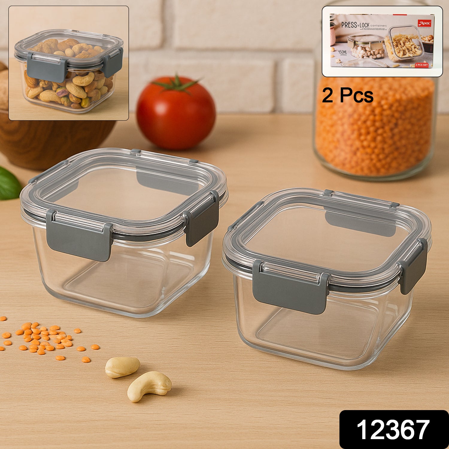 Press & Lock Airtight Food Storage Container Set