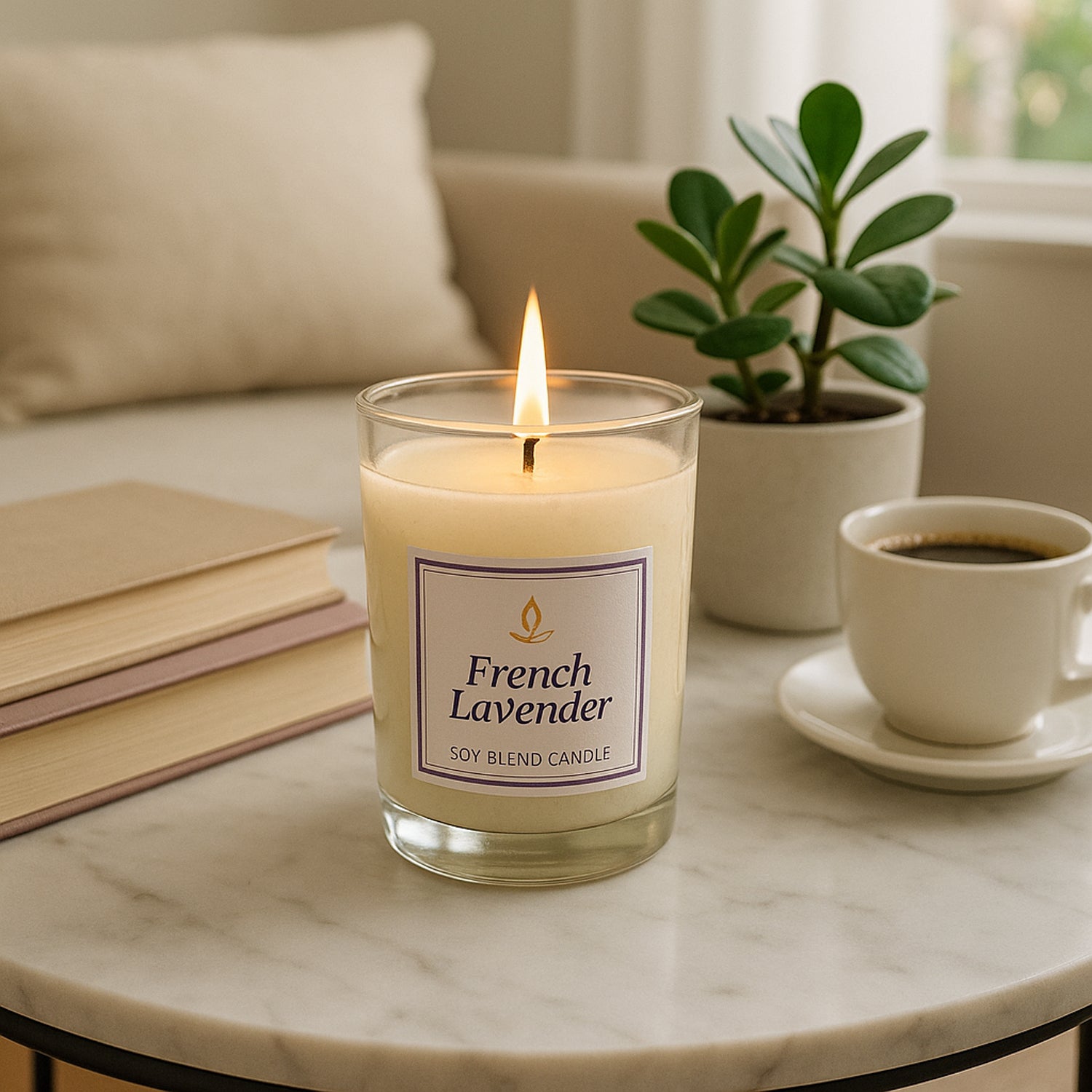 Inlief French Lavender Soy Blend Scented Candle In Glass Jar