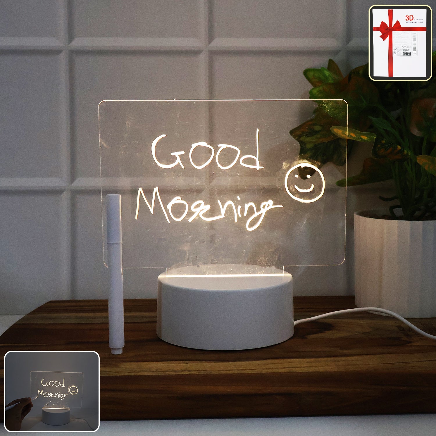 Led Acrylic Writing Message Board Night Lamp With Marker Pen