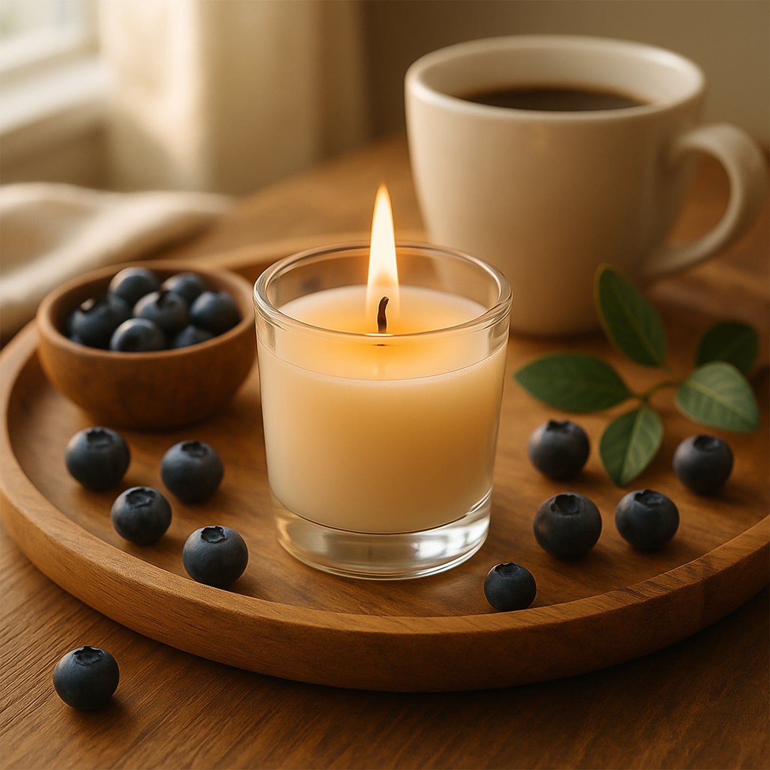 Inlief  Blueberry Soy-blend Votive Candle Glass
