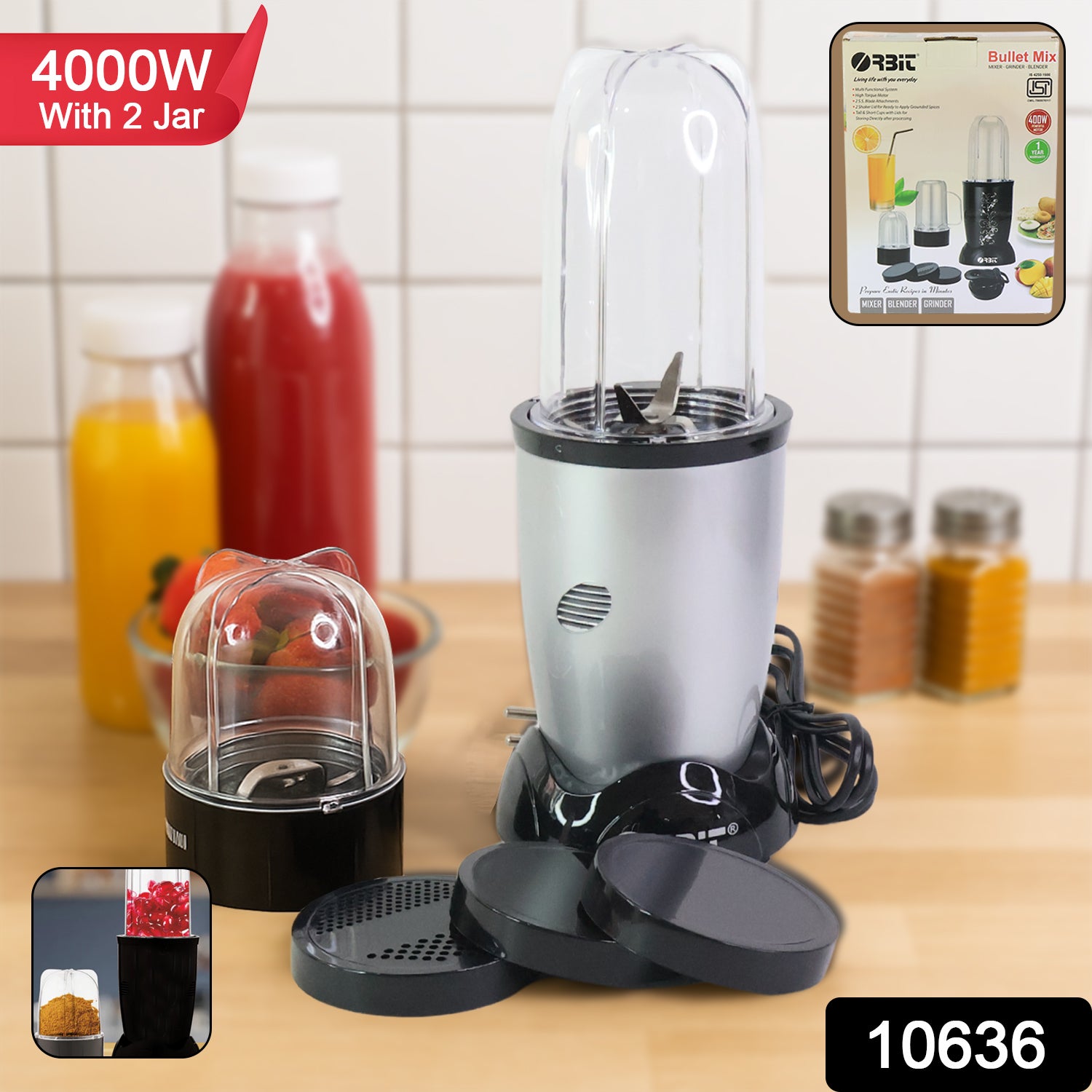 Multi-purpose Bullet Mixer - 400w With 2 Jar