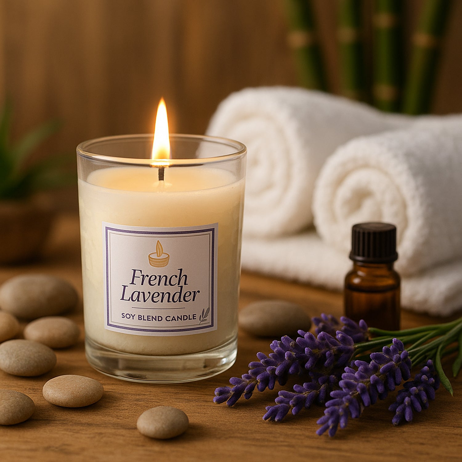 Inlief French Lavender Soy Blend Scented Candle In Glass Jar